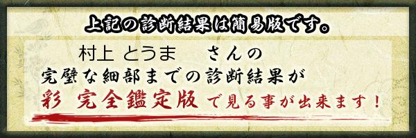 村上 とうまさんの診断結果 姓名判断 彩