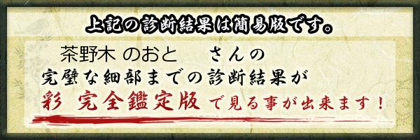 茶野木 のおとさんの診断結果 姓名判断 彩