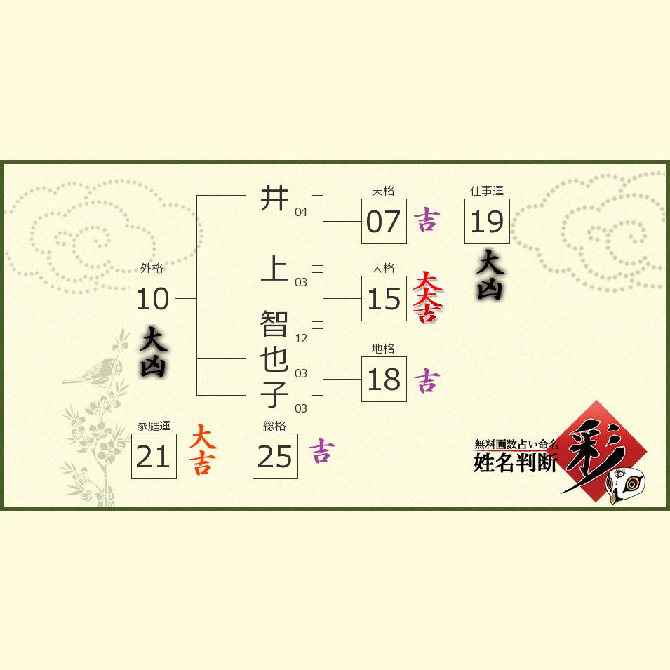 井上 智也子さんの診断結果 姓名判断 彩