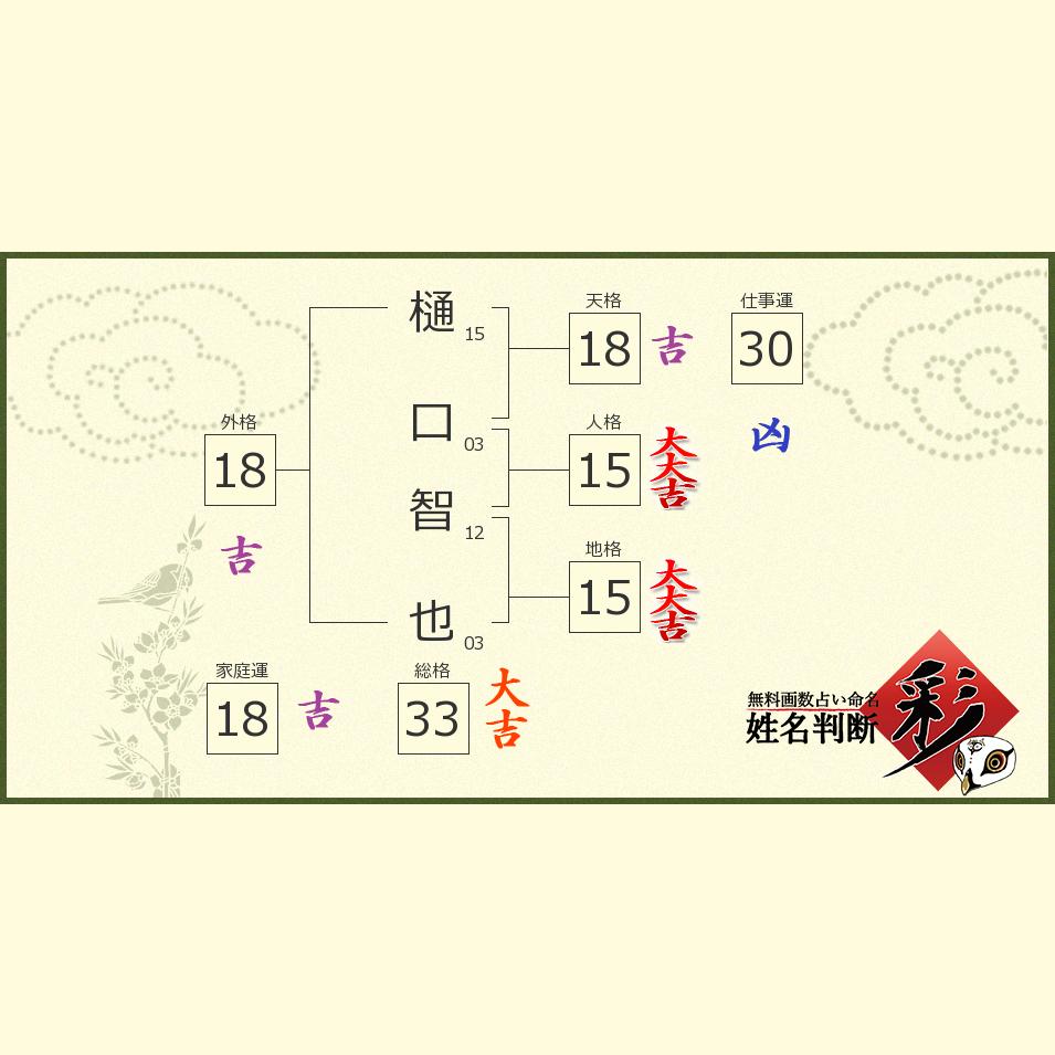 樋口 智也さんの診断結果 姓名判断 彩