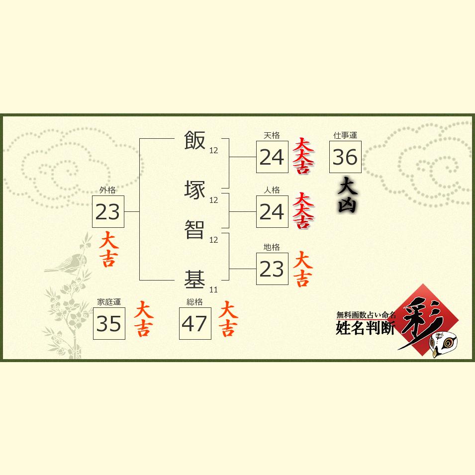 飯塚 智基さんの診断結果 姓名判断 彩