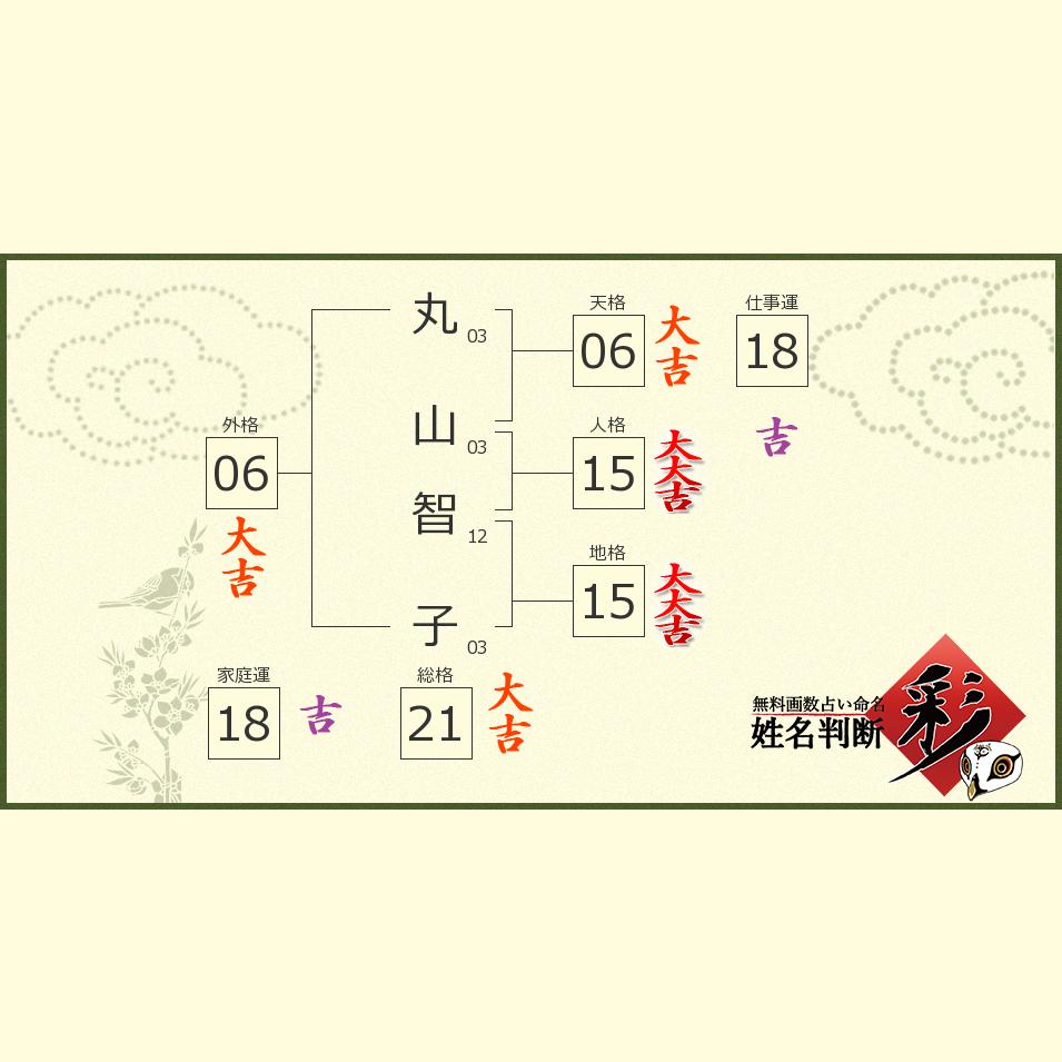 丸山 智子さんの診断結果 姓名判断 彩