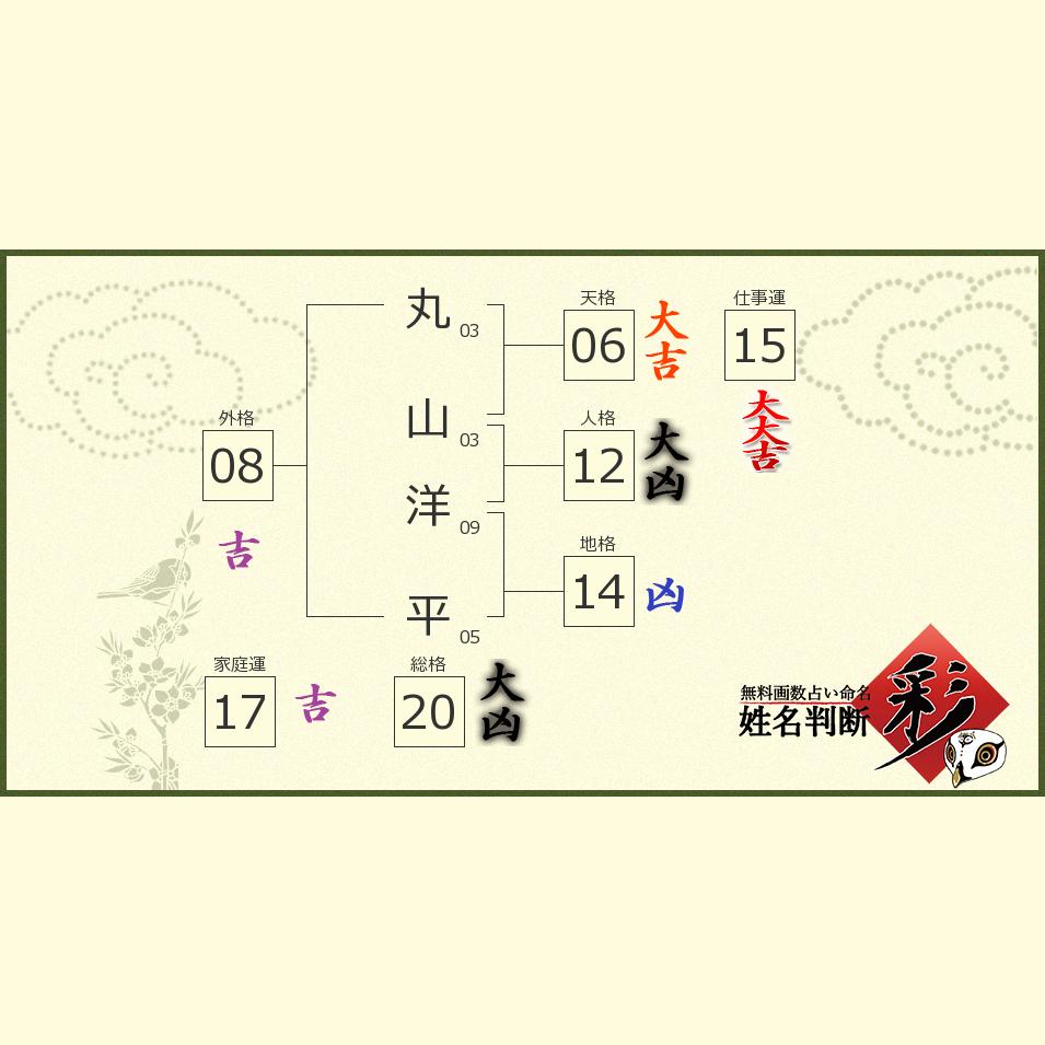 丸山 洋平さんの診断結果 姓名判断 彩