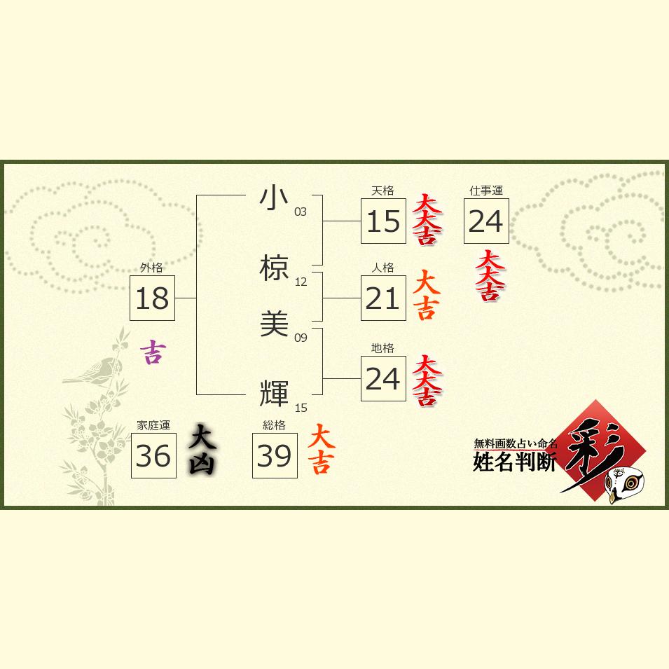 小椋 美輝さんの診断結果 姓名判断 彩
