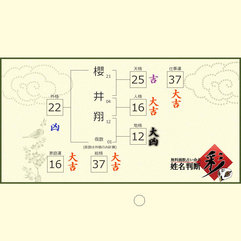 櫻井 翔さんの診断結果 姓名判断 彩