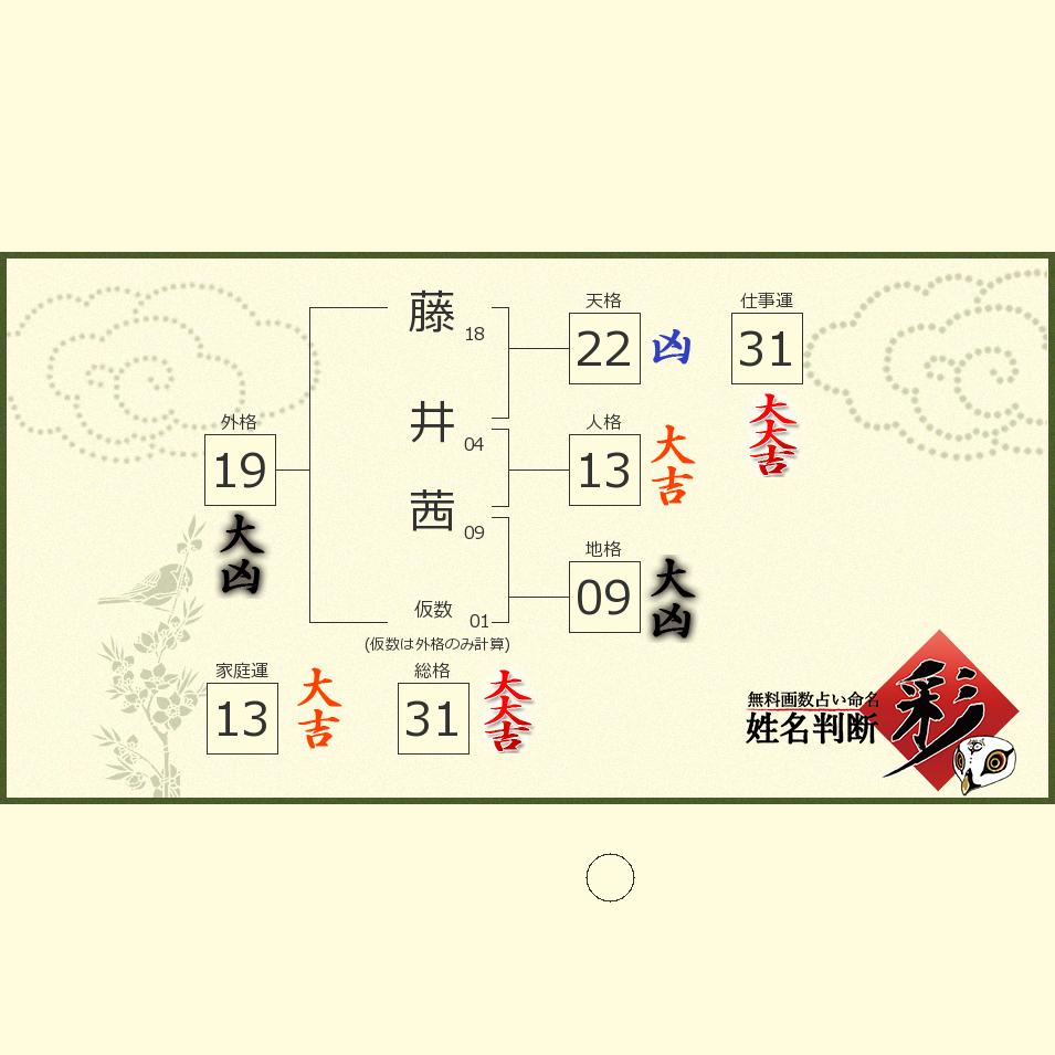 藤井 茜さんの診断結果 姓名判断 彩