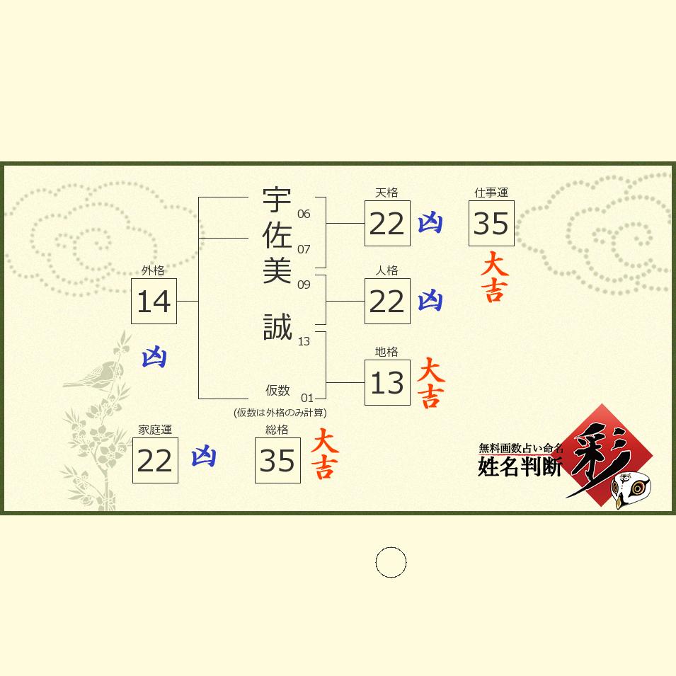 宇佐美 誠さんの診断結果 姓名判断 彩